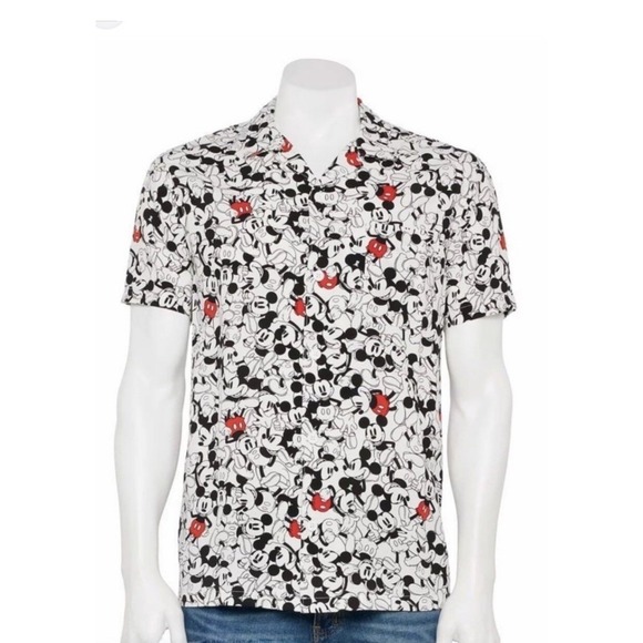Disney Other - Disney Men's Mickey Mouse 100% Rayon Short-Sleeve Shirt Size S Brand New NWT